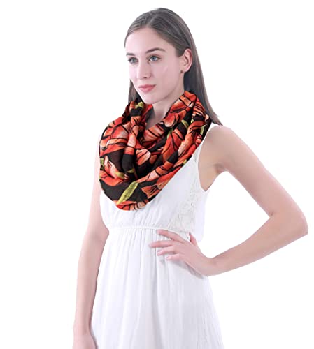 Lina & Lily Tulip Print Infinity Scarf for Women, Fashion Floral Lightweight Scarf for All Seasons3
