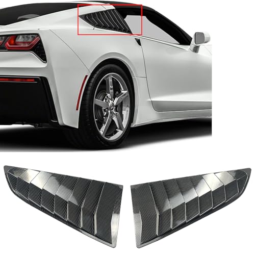 skkyoro Side Window Louvers 2PCS Compatible with for Corvette C7 2014-2019, Left Right Sides Window Vents Sun Shade Guards (Carbon Fiber Print)