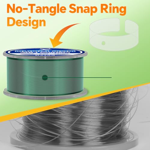 Image of Monofilament Fishing Line with Knot Guide Card, Tangle-Free Snap Ring for No More Mess, Low Memory Smooth Casting Nylon Mono String, 15 /20 /30 /50 /80LB, 220-1050 Yards