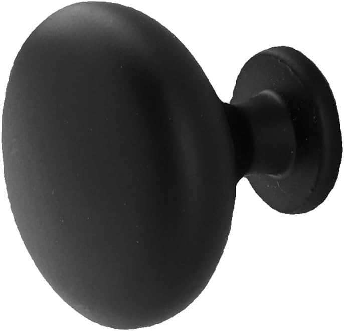 HARPOON 10 Pack Cabinet Knobs, Vintage Round Knob, Kitchen Bar Cabinet Hardware, 1.2 inch Single Hole, Matte Black