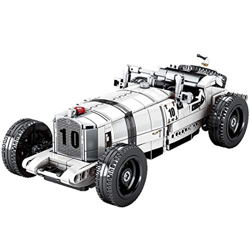 MAJOZ0 Technic Auto Bauspiel – Retro klassische Autos zum Ziehen – 492 Teile Bausteine kompatibel mit Lego Technic