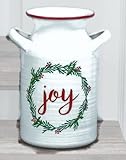 Joy Christmas Metal Milk Jug Decor
