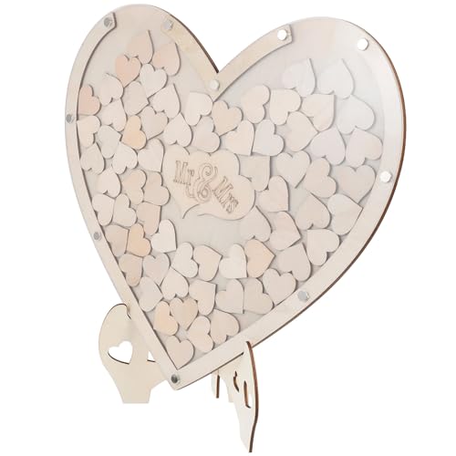 Libro de visitas de boda en forma de corazón con set de madera para firmas 2