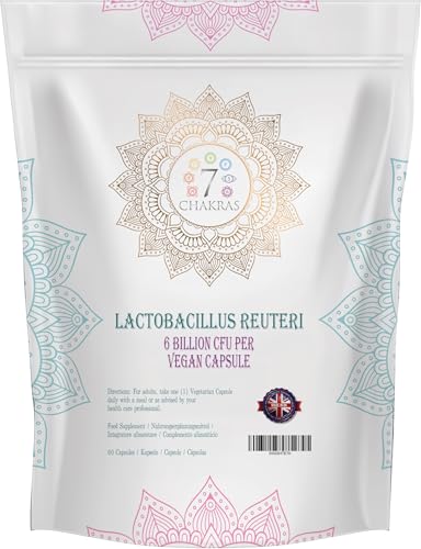 7C Lactobacillus Reuteri | 60 Cápsulas de L Reuteri de Alta Potencia - 6 Mil Millones CFU de Probióticos por Dosis | Complemento de Lactobacillus | Sin OGM, Gluten ni Alérgenos | Hecho en Reino Unido
