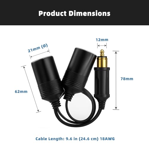 Image of Cliff Top DIN Dual Cigarette Lighter Adapter Compatible with BMW Triumph | 12V /24V dual socket, Hella DIN /Powerlet plug, cigarette lighter outlet, compatible with BMW Triumph motorcycles, accessories