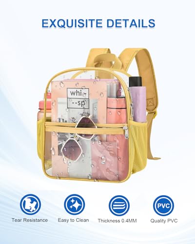 Image of Clear Backpack for Stadium Events, 12x12x6 Small Clear Plastic bag with Reinforced Straps for Game Security Festival Concert