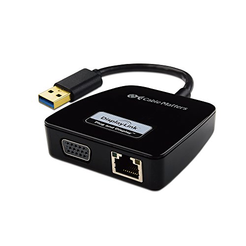 Cable Matters USB to VGA Adapter (USB 3.0 to VGA Adapter, USB 3 to VGA Adapter) with Gigabit Ethernet in Black