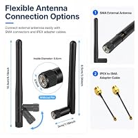 diymore ESP32 Entwicklungsboard ESP-32U, ESP32 DevKitC mit Externer Antenne, 2,4 GHz WiFi, Bluetooth 4.2, USB-C, für Arduino IoT DIY Projekte – Ansicht 9