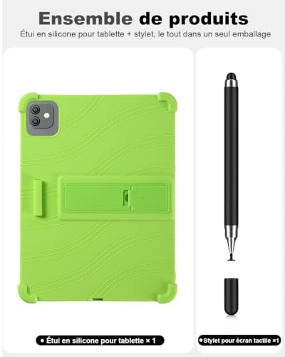 Coque Blackview Link 8 en silicone vert Powfix avec stylet tactile - 4