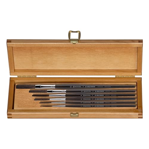 Escoda El Deletrista Series Lettering Brush Set, Synthetic Fiber, 6 pc Set