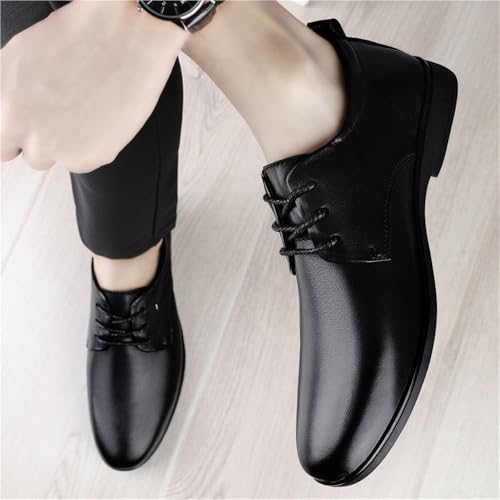 Men's Lace up Dress Shoes Classic Leather Oxford Black Comfortable Slip Rubber Sole Formal Business Casual Work Shoes3