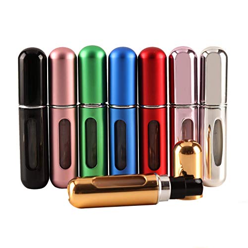 Liangxiang Refillable Perfume Atomizer Bottle for Travel, 8 PCS Extra Fine Mist Mini Spray Bottles Spray Scent Pump Case for Portable Aftershave, Cologne Sprayer, Fragrance Dispenser