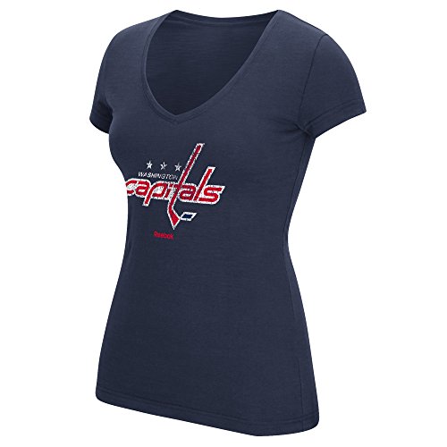 NHL Women's Her Full Logo Short Sleeve Slub V-Neck Tee