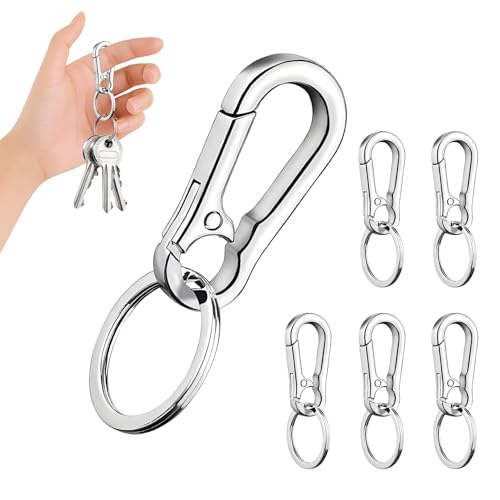 Image of 6 Pcs Durable Key Ring Hoop with Keyring Clip, Carabiner Keyring Set, Secure Carabiner Keyring, Keychain Purse Finder, Daily Use, Home, Office, Outdoor Accessories