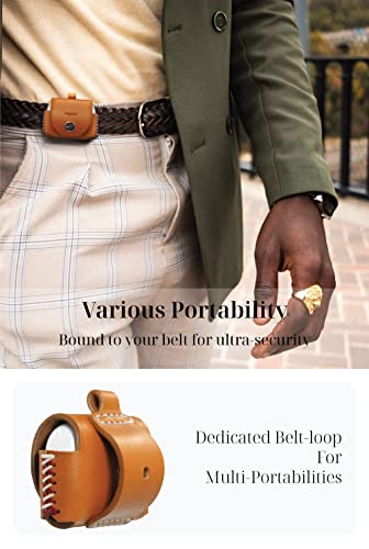 Vogduo Genuine Leather Airpods Pro Cover - Handcrafted Protective Case Anti-Lost Belt Loop With S Hook For Backpack, Compatible With Apple Airpod Pro/2 (Tan, Brown) #TOP5