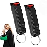 Pfefferspray Schlüsselanhänge, 2 Stück Taktische 20-ml-Sprühflasche zum Aufhängen im Freien mit Versiegeltem, Auslaufsicherem Verschluss für Frauen, Kinder, Männer (Schwarz)