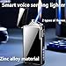 Butane Torch Lighter Intelligent Language Induction Windproof Lighter 4 Ignition Methods Visible Butane Window(Silver)
