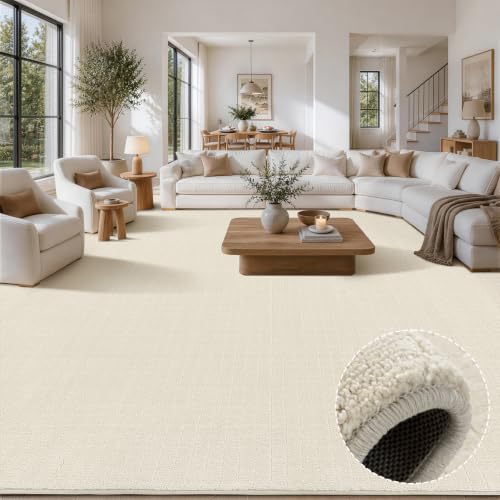 LIANLAM Handwoven Wool Rug,8x10 Area Rug for Living Room(8'x10',Beige2)