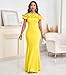 Cololura Sexy Floor-Length Off Shoulder Ruffles Stringy Selvedge Mermaid Bodycon Party Evening Maxi Dress Yellow