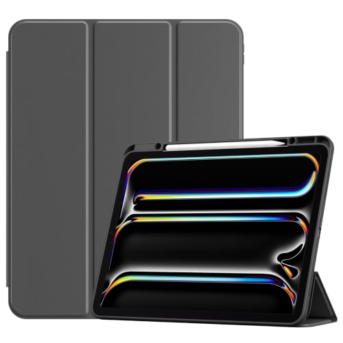 Image of ProCase for iPad Pro 13 Inch Case M5 2025 / M4 2024 with Pencil Holder-Black | Smart Cover iPad Pro M5 M4 Case 14 Inch, Clear Transparent Back, Supports Touch ID, Auto Wake /Sleep