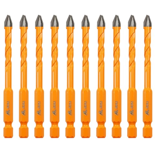 EXFEIN Carbide Drill Bits 6mm 10pcs for Drilling Ceramic Porcelain Tile Marble Granite Masonry