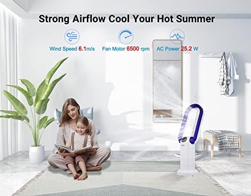 Layfly HEPA Air Purifiers and Bladeless Fans Combo, 29 inch Tower Fans with Remote, 9Speeds 9Hours Timer, 28W Table Fan, 120° Oscillating and 270° Tilt Head Air Circulators for Home, Blue