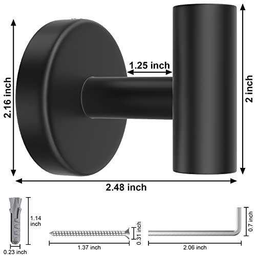 Stusgo 4 Packs Black Towel Hooks Modern Matte Bath Towel Hook Wall Hooks Brushed Nickel Towel Hook Black Robe Hooks Sus 304 Stainless Steel Heavy Duty Shower Robe Hand Hooks #TOP1