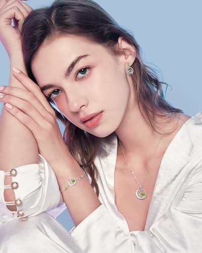 FANCIME Dangle Drop Earrings 925 Sterling Silver Moon Star Round Gemstone Birthstone Jewelry Birthday Christmas Gifts for Her Women2