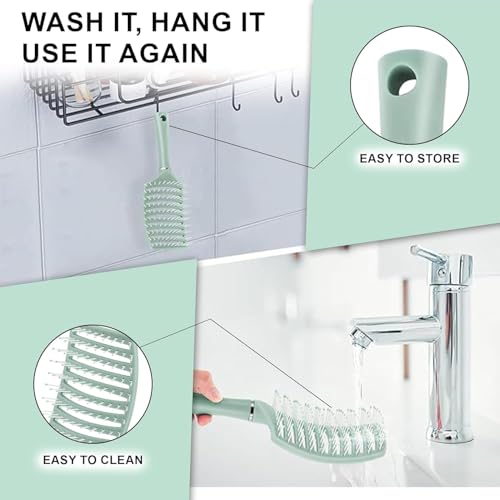 Image of OTAK Detangling Hair Brush for Women Men Kids, Curly Hair Brush Wet Dry Styling Comb, Anti Breakage Scalp Massager, Frizz Control Grooming Tool, Portable Salon Home Travel Accessory - Green