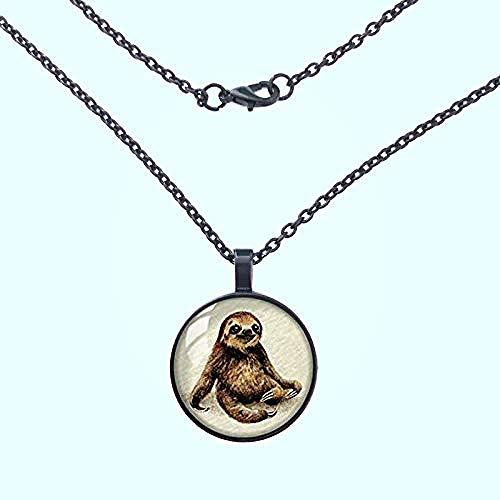 Preisvergleich Produktbild Halskette Retro Style Handgefertigte Glaskuppel Halskette Faultier Schmuck Halskette Charm Halskette