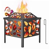 15.7 inch Small Fire Pit for Outside, Outdoor Wood Burning | Anti-Spark Mesh Guard, Small Bonfire Pit, Firepit Bowl for Patio Camping Backyard Deck Picnic Porch
