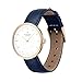 Produktbild Nordgreen Infinity skandinavische Damenuhr in Gold mit weißem Ziffernblatt und austauschbarem 32mm Leder Armband Navy Blau 11206