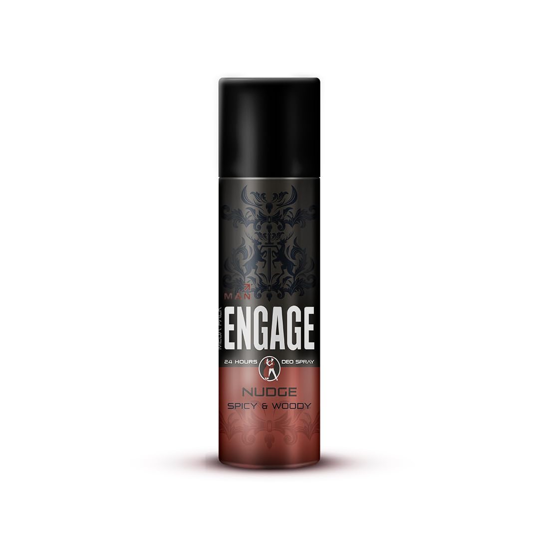 Engage Nudge Deodorant for Men, Spicy and Woody, Skin Friendly Deo, 220ml Body Spray