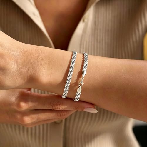 Pulsera fina malla 5mm de plata 925 unisex miniatura 4