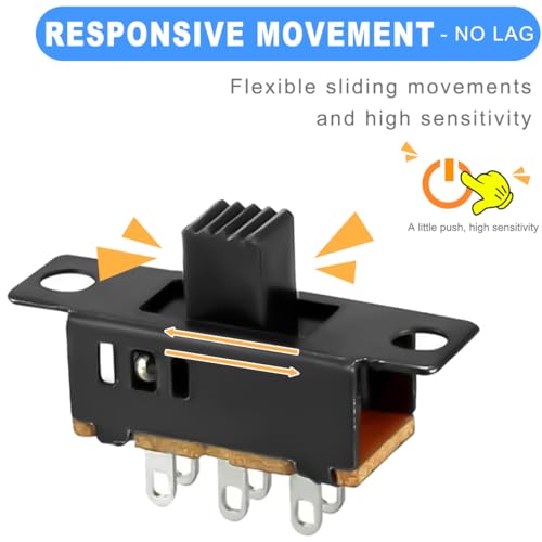 DAOKAI Mini Vertikale Schiebeschalter DPDT,6 mm Hoher Knopf Schalttafelmontage Schiebeschalter 6-pin 3 Positionen Mikro Miniatur Verriegelung Kippschalter SS23D32G6-100 Stück