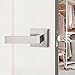 Probrico 10 Pack Square Door Lever Door Lock Handle Lockset Keyless Doorknobs Passage Knobs Lockset Interior Hallway Passage Closet in Satin Nickel
