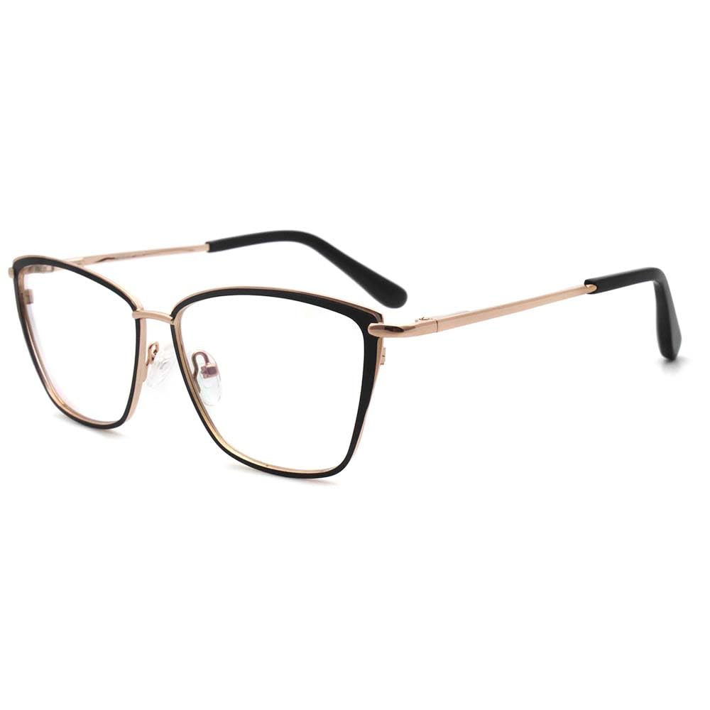 Mode classique femmes lunettes métal verres clairs oeil de chat lunettes