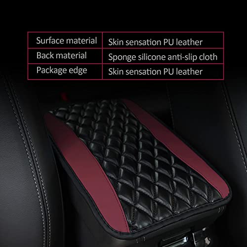 Trnoi Car Center Console Armrest Pad Cover,Universal Armrest Box Mat,12.6"X 7.5" Pu Fiber Leather Car Armrest Cover,Car Interior Accessories(Wine Red,1Pc) #TOP4