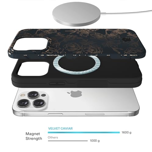 VELVET CAVIAR MagSafe Grip + Battery Pack + iPhone 15 Pro Max Case (Bundle - Floral Rose Gold)