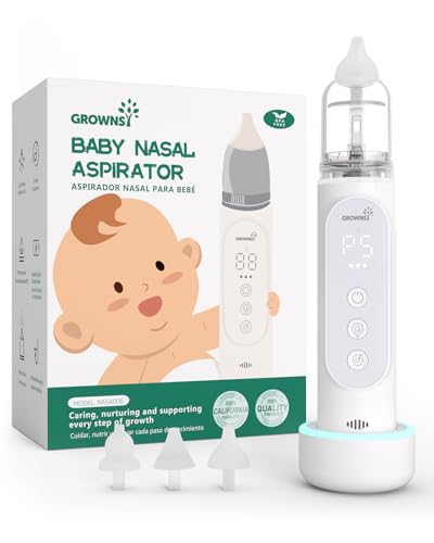 Image of GROWNSY Nasal Aspirator for Baby, Upgraded 5 Suction Levels Baby Nose Sucker, IPX7 Waterproof Electric Nose Suction for Baby, Booger Sucker for Toddlers with Automatic Cleaning &Music &Light Functions