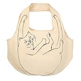 エコバッグ リサイクル コットン 大容量 ねこ柄 EU.ラウンド.ブラサガリネコ-A 1188