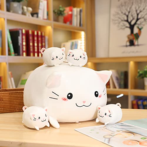 Sqeqe Cute Cat Plush Toy With 4 Baby Plush Kitties In Her Tummy, Stuffed Cotton Plush Animal Toy Gift For Kids #TOP1