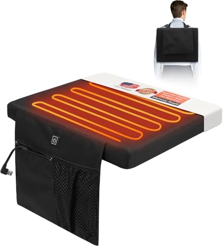 TRISTEAFF Heated Seat Cushion, Portable Heated Seat Pad with USB Interface, Thick Heated Stadium Seat with Back and Hand Straps, 3 Heat Settings Heated Bleacher Seat (Power Bank Not Included)