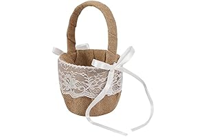 Burlap Wedding Flower Girl Basket Rustic Flower Girl Basket