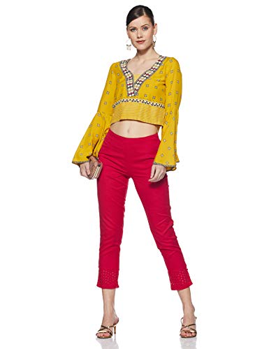 Image of Rangriti Black Solid Slim Pants for Women