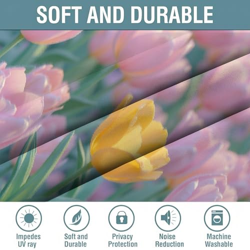 Rideau occultant champ de tulipes roses pour deco salon et chambre | 140x160cm - 8