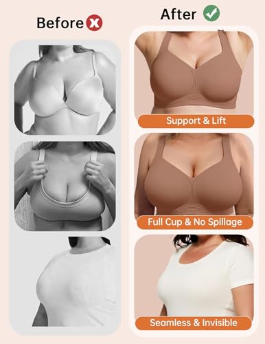 Image of Vertvie Jelly Bras for Women No Underwire Minimizer Support | Plus Size Older Lift, Full Coverage & Smoothing Back, Push Up, Separation & Supportive, Soft Comfy Seamless Wireless Bralette