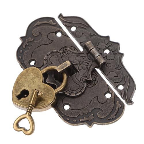 jojofuny 1 Set Hasp Padlock Suitcase Hasp Vintage Lock Clasp Right Latch Hook Hasp Small Cabinet Latch Antique Hook Hasp Old Chinese Padlock Buckle Latch Toolbox Latch Zinc Alloy Dark Brown