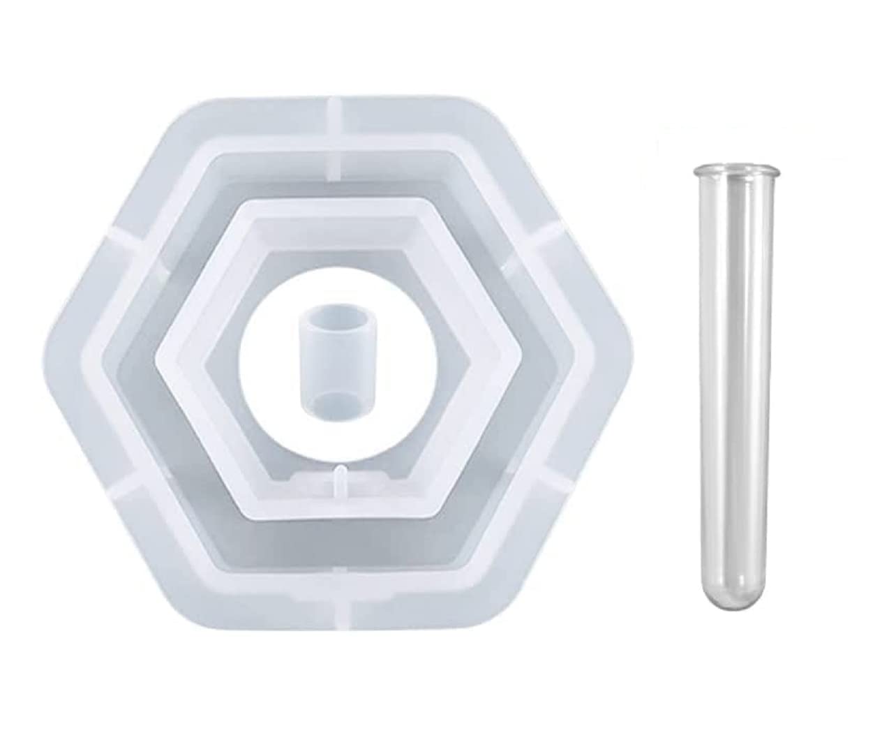 FirstTry Resin Molds I Vase Casting Planter Silicone Epoxy Mould with Test Tubes I Perfect for Propagating DIY Hydroponic Flowers Plants Home Office Garden Wedding Decoration (Hexagonal Shape)-image-26