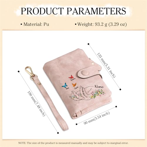 Christmas Gifts for Mom - Personalized Wallet Women - Custom Hold Hands Wallets for Grandmother - Name Wallet for Her (4 Names)2